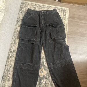 SHEIN Black Wide Leg Cargo Jeans